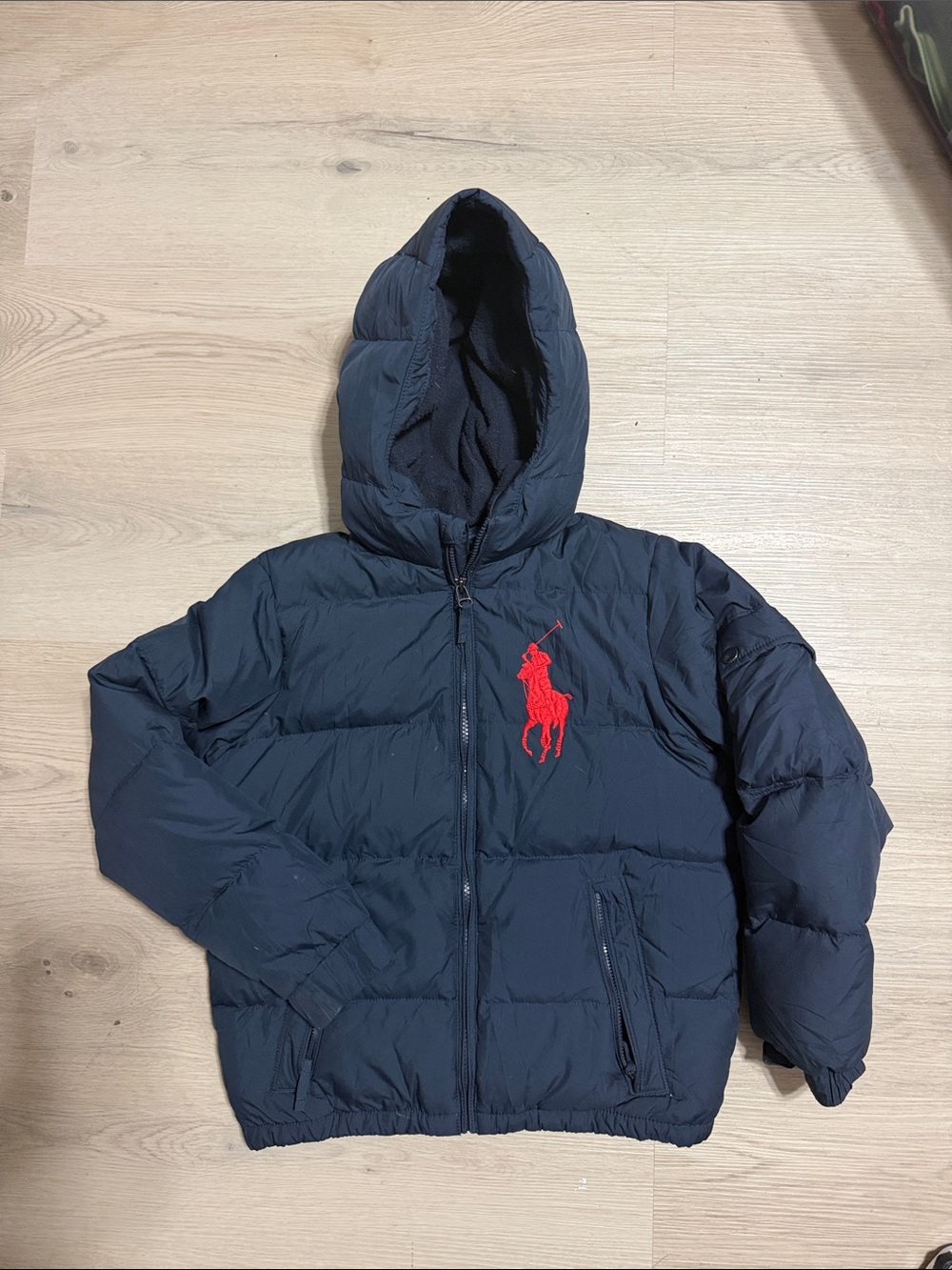 Polo by Ralph Lauren Navy Hooded Puffer with Red Pony